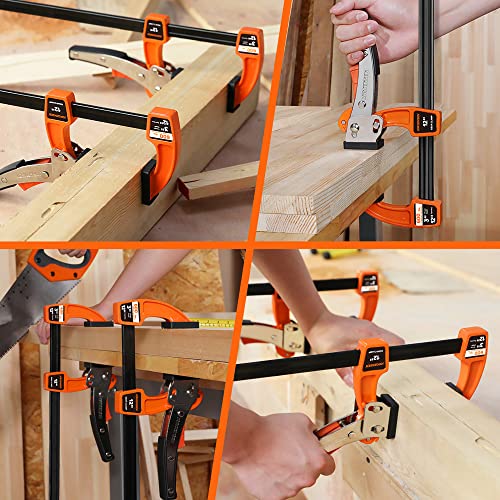 Jorgensen 12-inch Bar Clamp Set, Bar Clamp for Woodworking, Quick Release Gear Clamp with 600 lbs Load Limit - 2 Pack Jorgensen