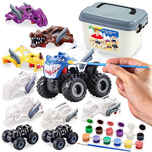 JOYIN Kids Craft Kit Build & Paint Your Own Monster Car Art & Craft Kit DIY Toy Set Make Your Own Monster Friction Powered Truck, for Kids