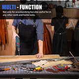 QeeLink Woodworking Shop Apron with 10 Pockets FR Waxed Canvas Work Apron - Flame Retardant - Adjustable M to XXXL for Men & Women, Black QeeLink