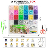 Redtwo 6200 Pcs Clay Beads Bracelet Making Kit, Flat Round Polymer Heishi Friendship Bracelet Jewelry Kit with Charms and Elastic Strings for Girls Redtwo