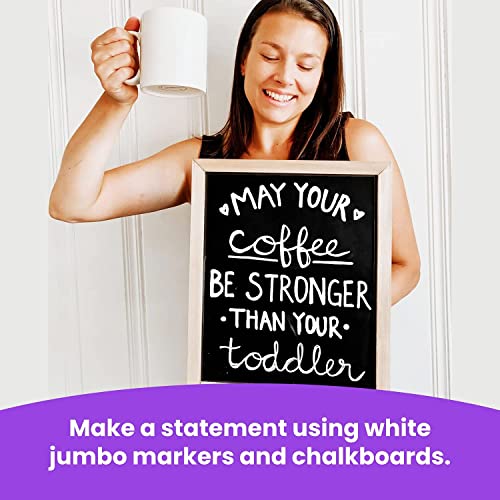 White Jumbo Chalk Markers - 15mm Window Markers | Pack of 2 White pens - Use on Cars, Chalkboard, Whiteboard, Blackboard, Glass, Bistro | Loved by Chalkola