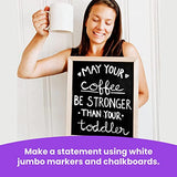 White Jumbo Chalk Markers - 15mm Window Markers | Pack of 2 White pens - Use on Cars, Chalkboard, Whiteboard, Blackboard, Glass, Bistro | Loved by Chalkola