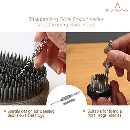 BEADNOVA Kenzan Needle Straightener Flower Frog Brush Ikebana Tool Set Kenzan Pin Straightening Tool Floral Frogs Cleaner for Flower Frog Pins Hair BEADNOVA