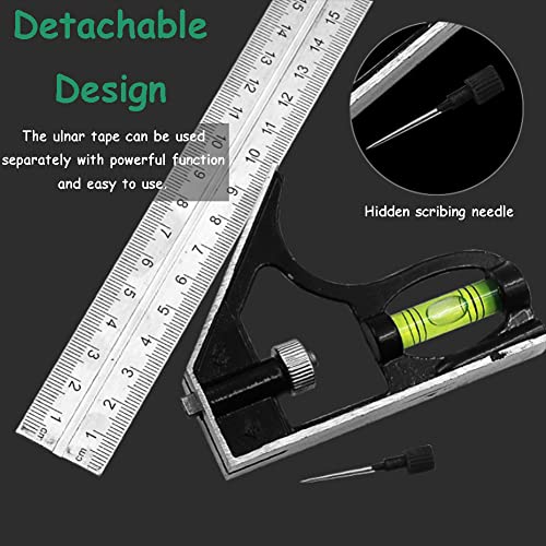 300mm (12") Combination Square Ruler, 1PC Adjustable Engineers Combination Try Square Set, Right Angle Ruler, Stainless Steel Finished Ruler, for - WoodArtSupply