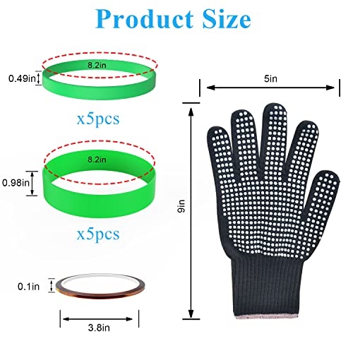 HTVRONT Heat Resistant Gloves Kit - 2Pcs Heat Gloves for Sublimation, 8 Pcs Silicone  Bands for Sublimation Tumbler, 1 Pcs Heat Tape for Sublimation, 20Pcs  Shrink Wrap for Sublimation Tumblers