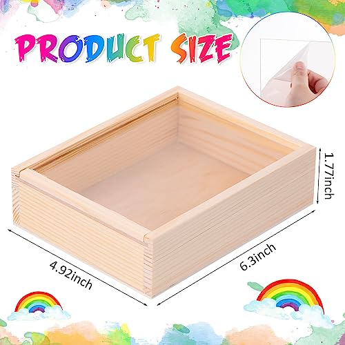 Thyle 12 Pcs Unfinished Wood Boxes, 6.3 x 4.9 x 1.8 Inch Small Wooden Box with Lid Wood Craft Box Small Rectangle Wooden Crates for DIY Birthday