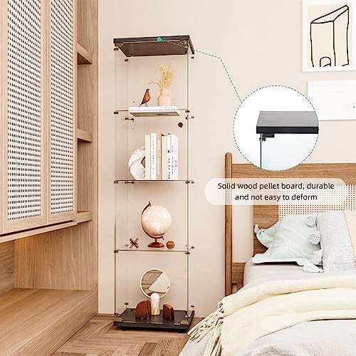 FLYMUHJIA Curio Cabinet Glass Display Case for Collectibles with Door, 4 Display Shelves Showcase, 64.2”Hx16.9''Lx 14.6''W Black FLYMUHJIA