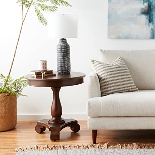 Roundhill Furniture Rene Round Wood Pedestal Side Table, 26"D x 26"W x 26.5"H, Espresso Roundhill Furniture