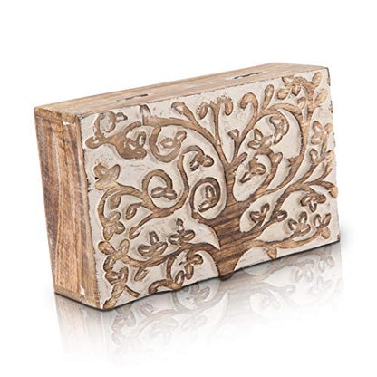 Great Birthday Gift Handmade Decorative Wooden Jewelry Box With Tree Of Life Carving Jewelry Organizer Keepsake Box Treasure Chest Trinket Holder