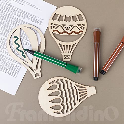 Framendino, 30 Pack Unfinished Wooden Cutouts Hot Air Balloon Shape Wood Pieces Balloon Cutout for DIY Craft Home Decoration