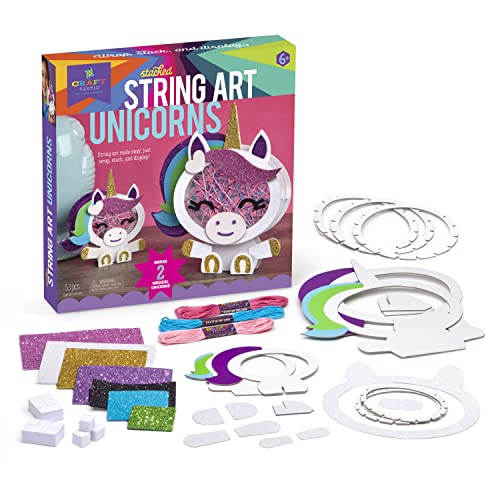 Craft-tastic Stacked String Art Unicorns – Craft Kit Makes 2 Magical Unicorns - 6+ Craft-tastic