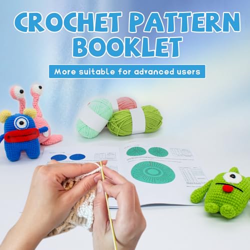 Yanpoake Crochet Kit for Adults and Kids, 4PCS Monster DIY Crochet Animal Kit for Beginners, Easy Learn to Crochet Amigurumi Kit for Beginners with - WoodArtSupply