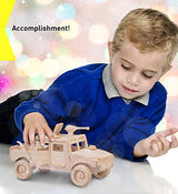 Puzzled 3D Puzzle H1 Truck SUV Wood Craft Construction Model Kit, Fun Unique & Educational DIY Wooden Army Toy Assemble Model Unfinished Crafting Puzzled