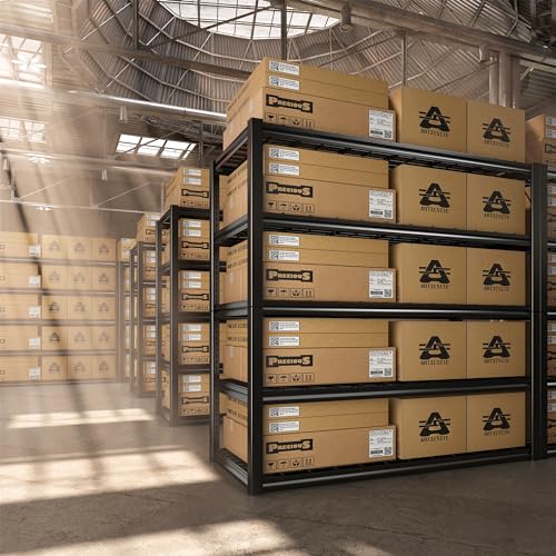 REIBII 48''W Garage Shelving Heavy Duty Loads 2500LBS Garage Storage Shelves Heavy Duty Shelving 5 Tier Adjustable Metal Shelving for Garage Storage REIBII