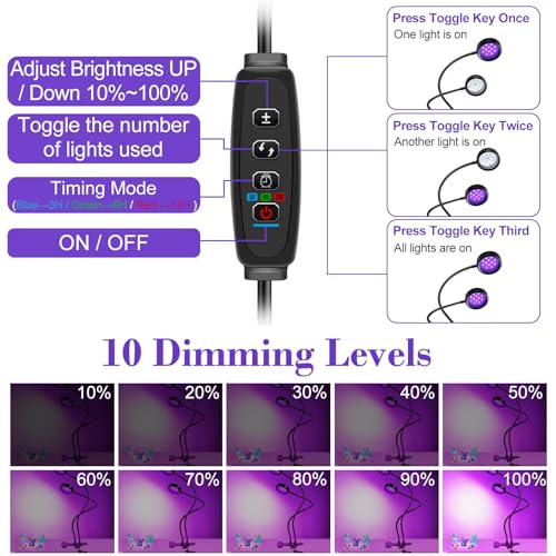 inShareplus Dimmable 395nm~405nm UV Resin Light with USB,10W Portable UV Dual Black Clamp Lights, Gooseneck Curing Lamp with Clip for UV Glue Resin - WoodArtSupply