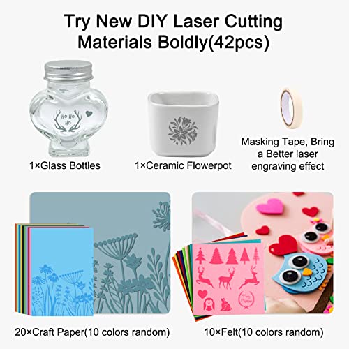 Csyidio 220 PCS Engraving Material Box, DIY Materials Apply to All Laser Engravers with Instructions, Laser Engraving Supplies Including Acrylic Csyidio
