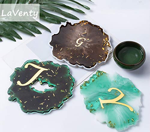 LaVenty 6 PCS Coaster Resin Molds Geode Silicone Molds Agate Coaster Molds Epoxy Resin Molds for Faux Agate Slices Cups Mats Coasters Home Decor LaVenty
