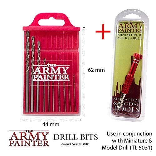 The Army Painter Drill Bit Set - 10 Small Drill Bits for Pin Vise Hand Drill - Wargamers Micro Drill Bit Set for Miniatures- Mini Twist Drill Bits The Army Painter
