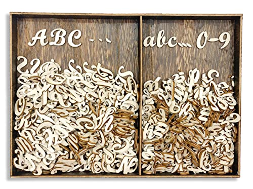552 Pieces 0.75 Inch Mini Unfinished Wooden Letters Uppercase & Lowercase Unpainted Wooden Numbers Blank Wood Letters Storage for Scrapbooking Crafts Cregugua