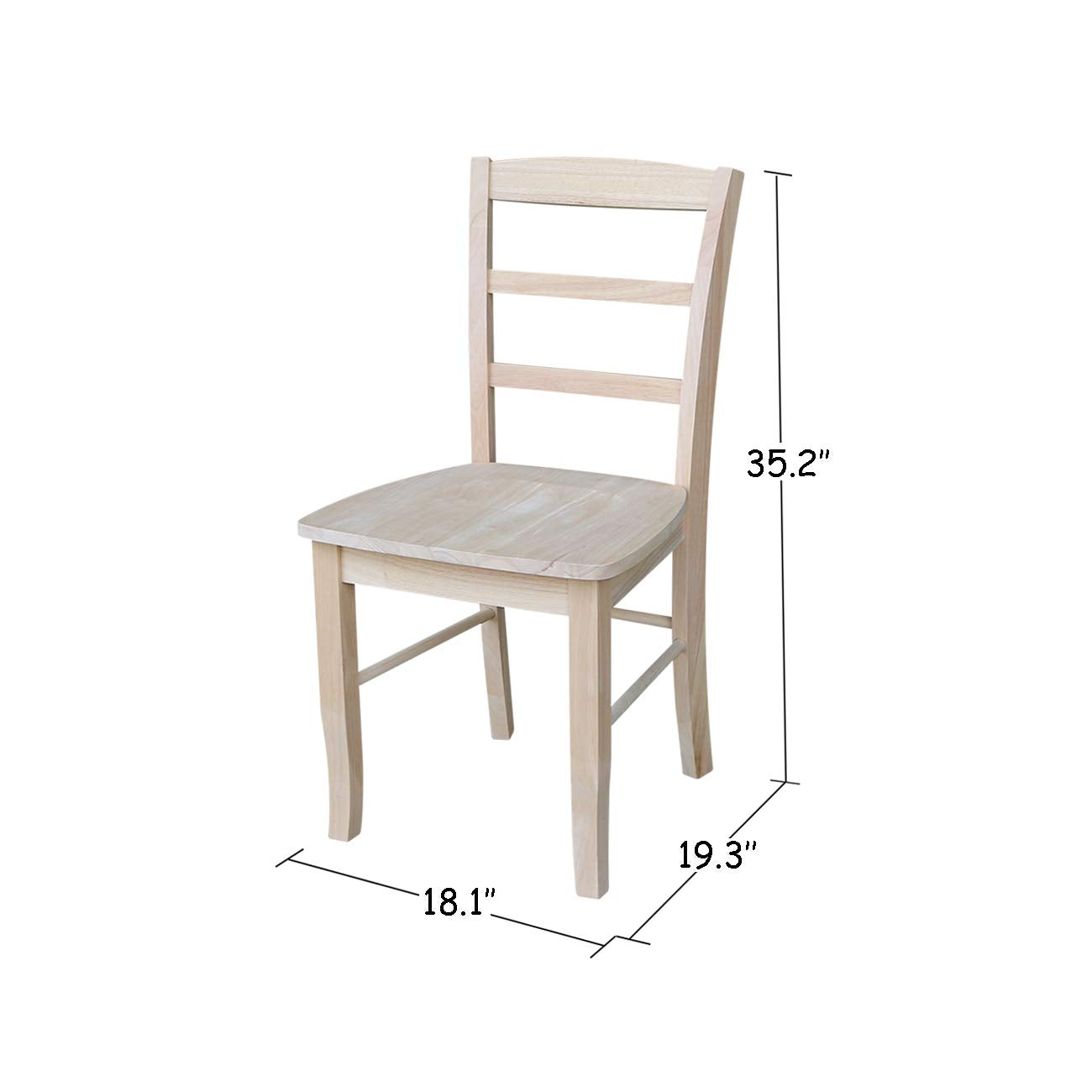 International Concepts Set of Two Madrid Chairs, Wood, Unfinished - WoodArtSupply