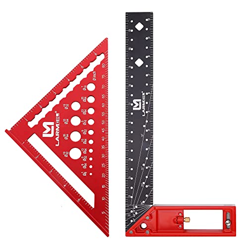 Rafter Square 7 Inch and Framing Square 12 Inch Carpenter Square Set, Square Tool Woodworking Square, Aluminum Rafter Square for Woodworking - WoodArtSupply