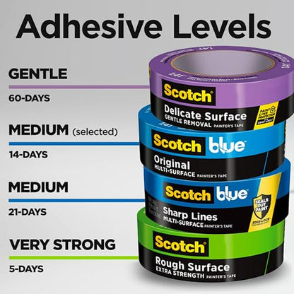 ScotchBlue Painter's Tape Original Multi-Surface Painter's Tape, 1.88 In. x 60 Yds, Blue, Paint Tape Protects Surfaces & Removes Easily, Painting