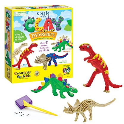 Creativity for Kids Create with Clay Dinosaurs - Build 3 Dinosaur Figures with Modeling Clay, small - WoodArtSupply