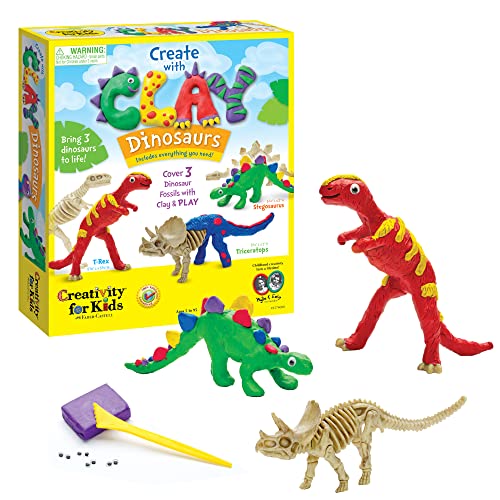 Creativity for Kids Create with Clay Dinosaurs - Build 3 Dinosaur Figures with Modeling Clay, small - WoodArtSupply