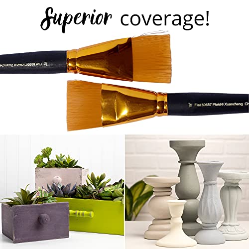 Plaid 50557E Flat Brush, (2-Piece), Gold Taklon Plaid