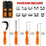 sinotron Pumpkin Carving Kit - 4 Easy Halloween Pumpkin Carving Tools Set with 10 Stencils Patterns, Professional Heavy Duty Pumpkin Carving Knife sinotron