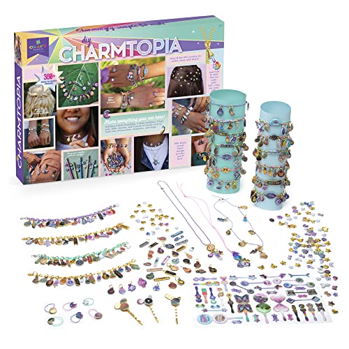 Craft-tastic — DIY Charmtopia — Craft Kit — Fun & Easy DIY Puffy Sticker Charms — Includes Materials to Design Bracelets, Necklaces, Hair Pins, Rings - WoodArtSupply