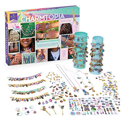 Craft-tastic — DIY Charmtopia — Craft Kit — Fun & Easy DIY Puffy Sticker Charms — Includes Materials to Design Bracelets, Necklaces, Hair Pins, Rings - WoodArtSupply