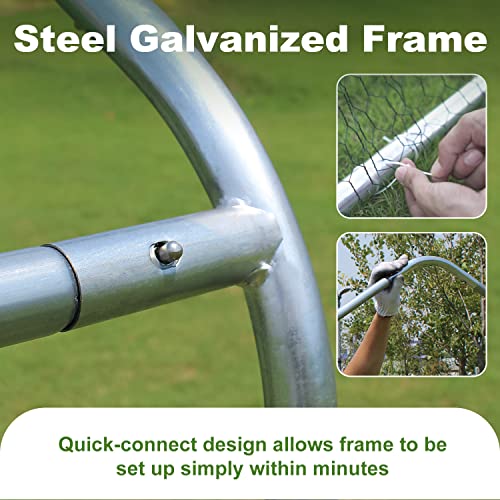 Chicken Coop Large Metal Chicken House/Pen for 6/10 Chickens Poultry Cage with Waterproof Cover for Rabbits Duck Walk-in Chicken Run for Yard Outdoor CHIKENCOOP