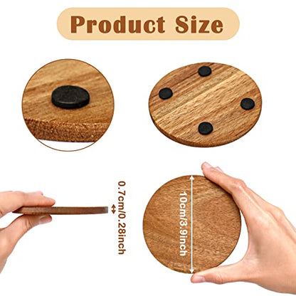10 Pieces Unfinished Wood Coasters, 4 Inch Round Acacia Wooden Coasters for Crafts with Non-Slip Silicon Dots for DIY Stained Painting Wood Engraving