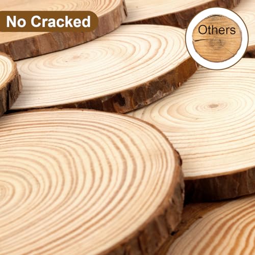 Philorn Natural Wood Slices for Centerpieces 10 Pcs 5.1-5.5 inch Unfinished Wood Rounds with Bark Wooden Circles for Crafts, Tree Slices for DIY Arts