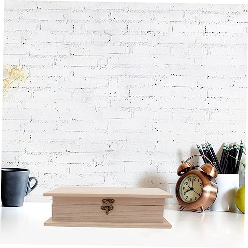 FUNOMOCYA 1pc Box Wooden Storage Box Unfinished Jewelry Case Paper Storage Organizer Trinket Storage Container Unfinished Wooden Treasure Chest FUNOMOCYA