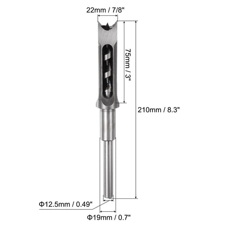 uxcell Square Hole Drill Bit, 7/8" High-Carbon Steel Hollow Chisel Mortise Power Tool for Woodworking uxcell