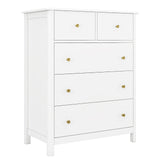 HOUSUIT White Dresser with 5 Drawers, Tall Dresser Chest of Drawers, 5 Drawer Dresser with Deep Space, Wood Dresser Storage Cabinet for Living Room, HOUSUIT
