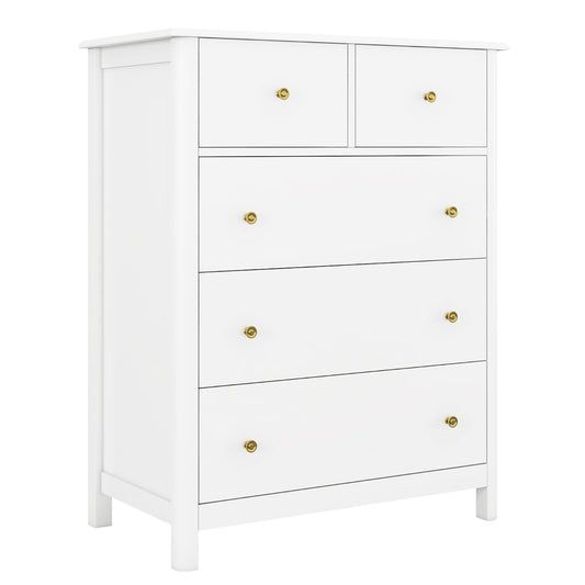 HOUSUIT White Dresser with 5 Drawers, Tall Dresser Chest of Drawers, 5 Drawer Dresser with Deep Space, Wood Dresser Storage Cabinet for Living Room, - WoodArtSupply