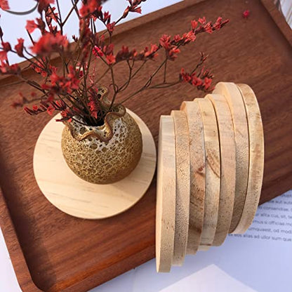 10 pcs Unfinished Wood Coasters Wooden Bar Coaster 4" Wood Slices for Crafts & Wedding Decoration, Blank Coasters Wood Kit for DIY Architectural