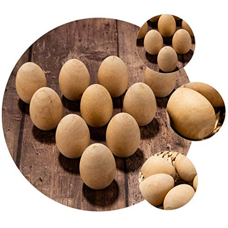 Kisangel 20pcs Unfinished Wood Eggs Smooth Flat Bottom Wooden Easter Craft Eggs for Easter Display Smooth Ready to Paint and Decorate Kisangel