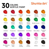 66 Pack Acrylic Paint Set, Shuttle Art Acrylic Painting Set with 30 Colors Acrylic Paint, Wooden Easel, Painting Canvas, Paint Brushes, Palettes, Art Shuttle Art