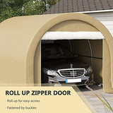 Outsunny 10' x 16' Carport, Heavy Duty Portable Garage Storage Tent with Large Zippered Door, Anti-UV PE Canopy Cover for Car, Truck, Boat, Outsunny