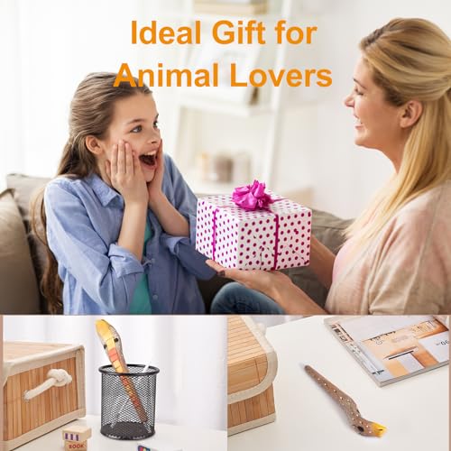 NULYDO Cobra Snake Pen, 100% Handmade Wood Carved Animal Gel Pen, Snake Gift Ideas for Kids Girls Boys Women & Men, Cute Pens School Writing Office NULYDO