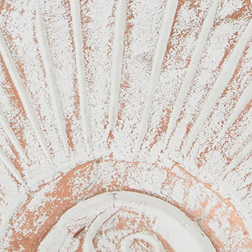Deco 79 Wooden Floral Handmade Intricately Carved Wall Decor with Copper Accents, 24" x 1" x 48", White