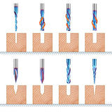HQMaster CNC Router Bits 1/4 Inch Shank Carving Bit 8 Pcs Set for Wood Detail Profile V Groove Engraving Solid Carbide CNC Router Bit Collection HQMaster