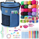 MIAOKE 79pc Crochet Kit, Large Knitting Bag Yarn Storage Organizer, Knitting & Crochet Supplies, Waterproof Crochet Bag, Crochet Accessories, Crochet MIAOKE
