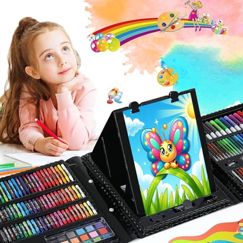 276 PCS Art Supplies Drawing Art Kit for Kids Adults Set with Double Sided  Trifold Easel Box with Oil Pastels, Crayons, Colored Pencils, Paint Brush,  Watercolor Cakes ect. Gift for Girls Boys