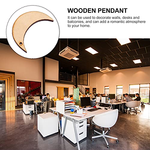 Sewroro 20pcs Moon Wood DIY Crafts Cutouts Moon Shaped Unfinished Wood Slices Hanging Embellishments Wooden Moon (Size 2) Sewroro