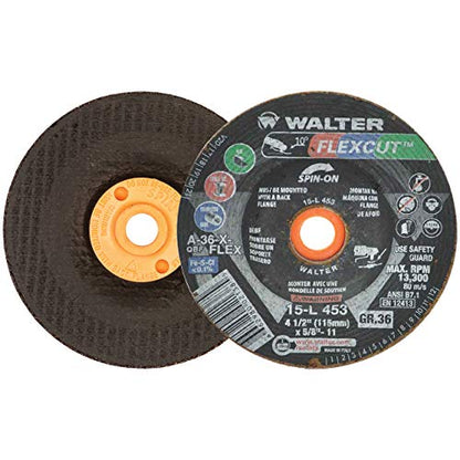 Walter 15L453 4-1/2x5/8-11 Flexcut Spin-On Grinding Wheels - WoodArtSupply